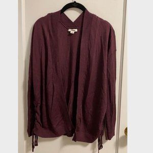 Garage Burgundy Lace-Up Cardigan